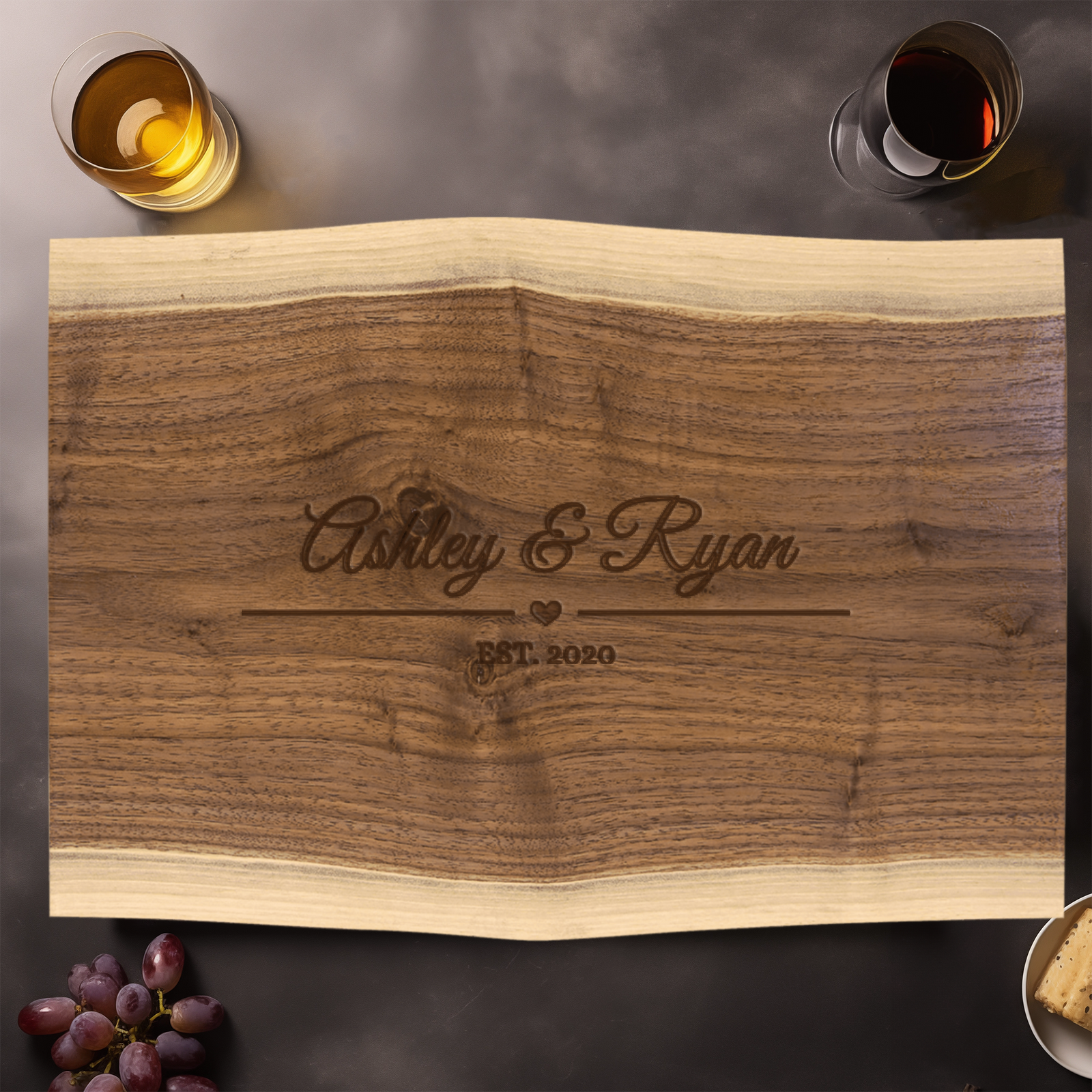Anniversary Walnut Cutting Board With Loves Imprint Design