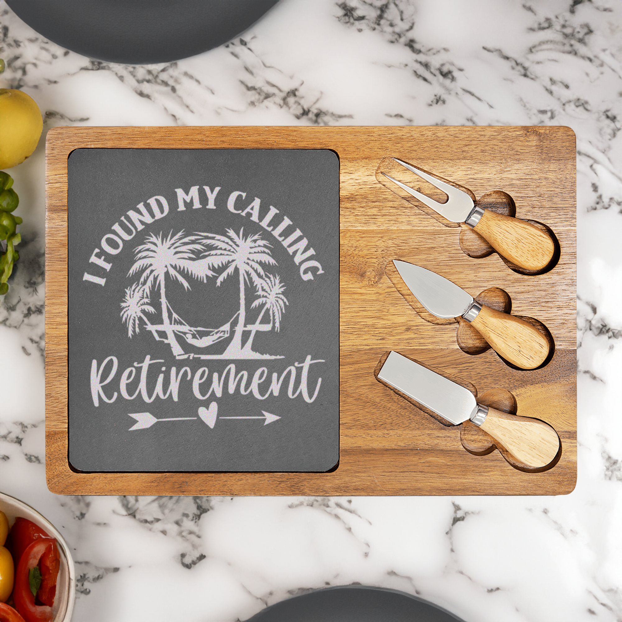 Meant To Be Retired Wood Slate Serving Tray