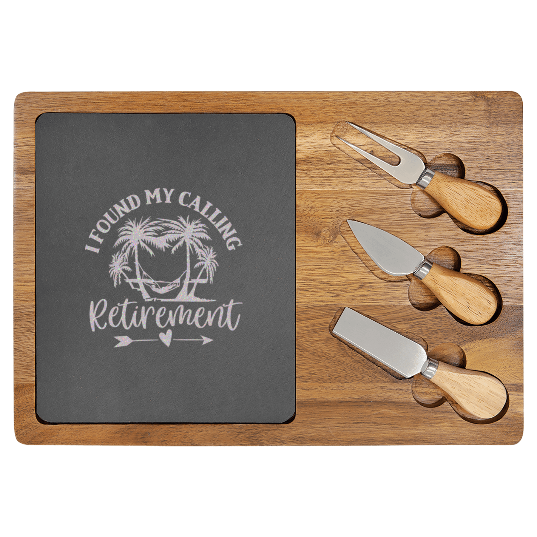 Meant To Be Retired Wood Slate Serving Tray