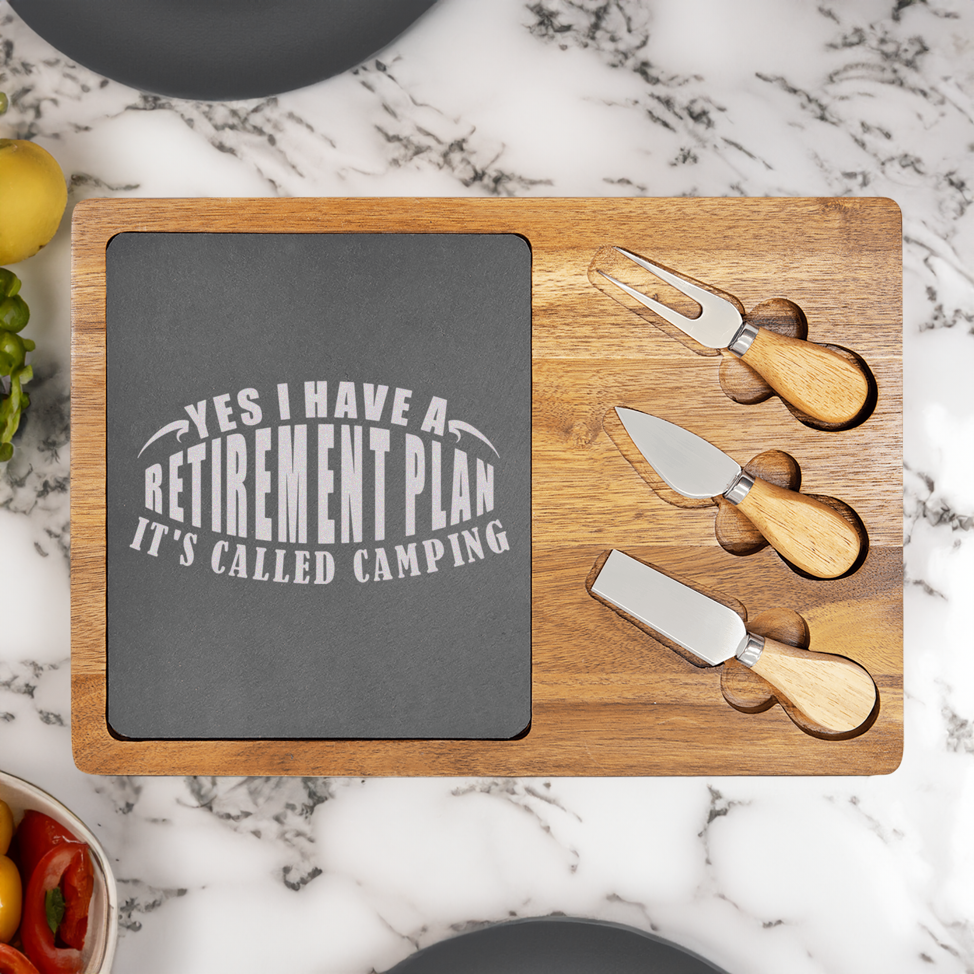 My Retirement Plan Is Camping Wood Slate Serving Tray