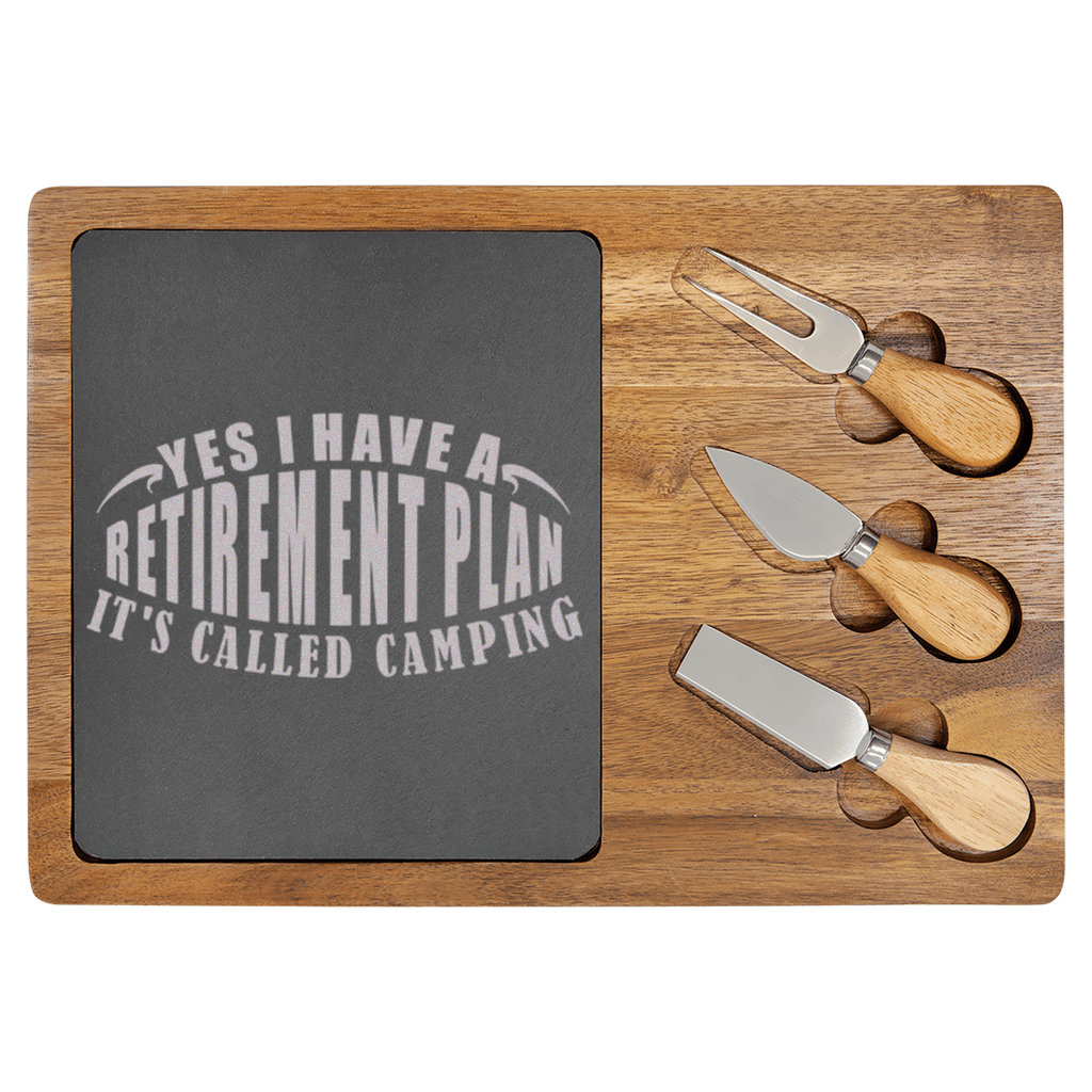 My Retirement Plan Is Camping Wood Slate Serving Tray