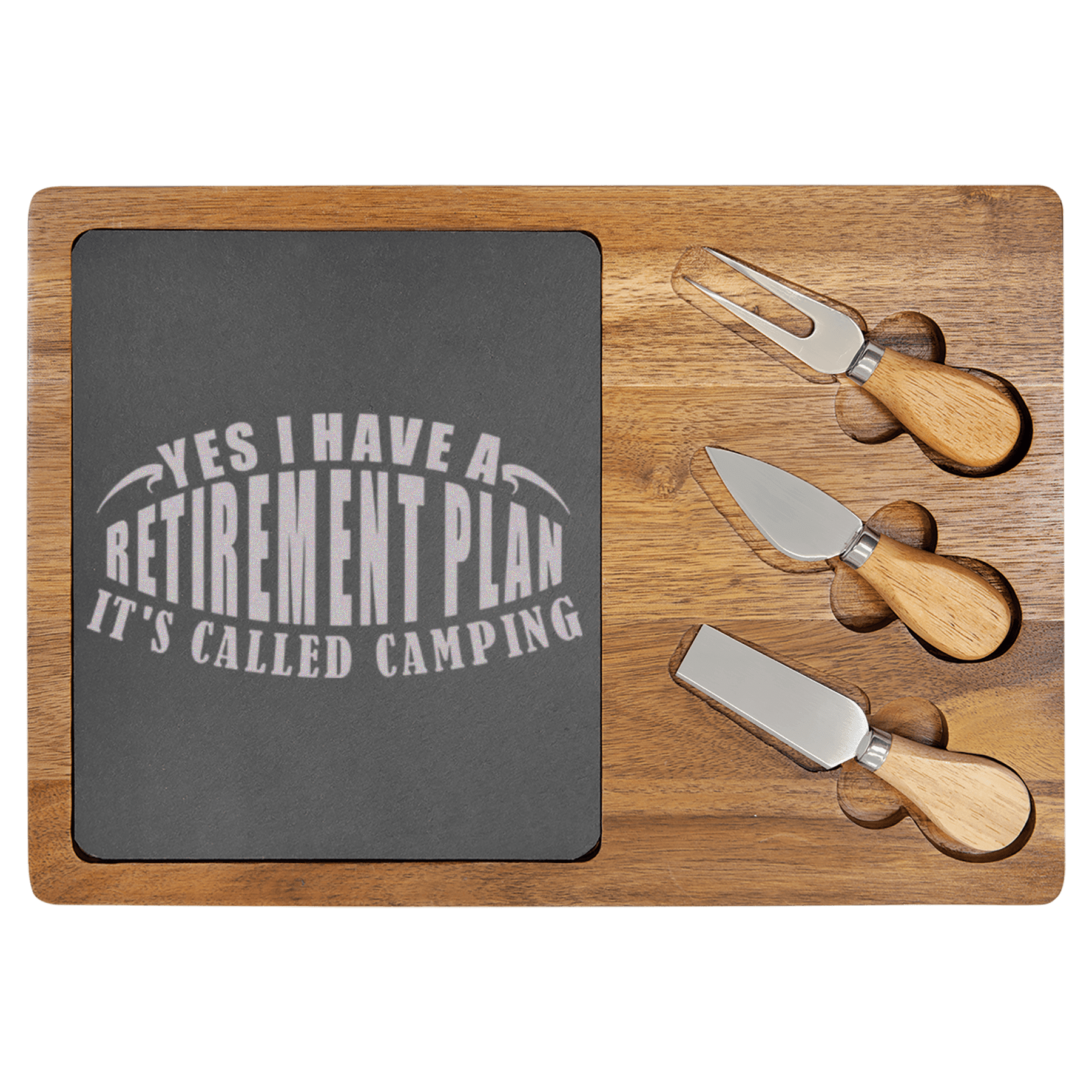 My Retirement Plan Is Camping Wood Slate Serving Tray