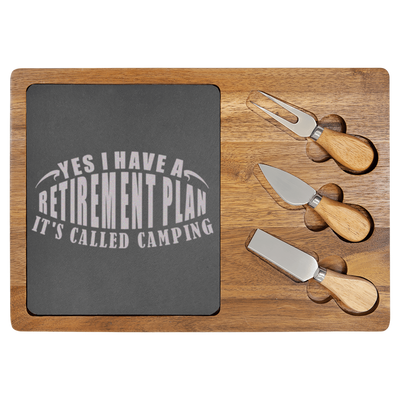 My Retirement Plan Is Camping Wood Slate Serving Tray