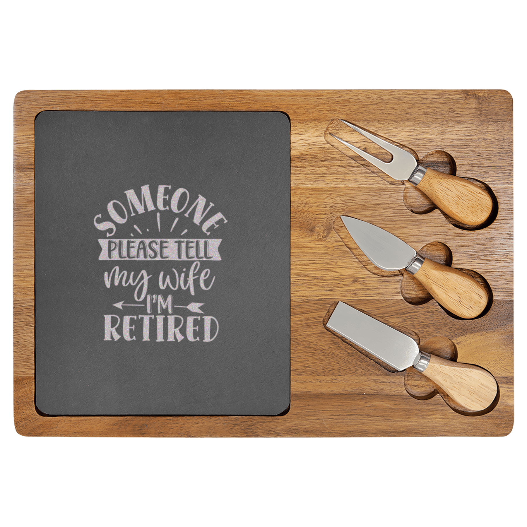 My Wifes In Charge Wood Slate Serving Tray