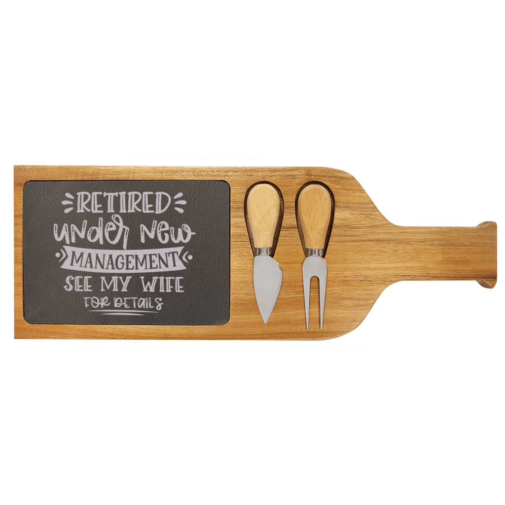 My  Wife Is My Only Boss Wood Slate Serving Tray With Handle