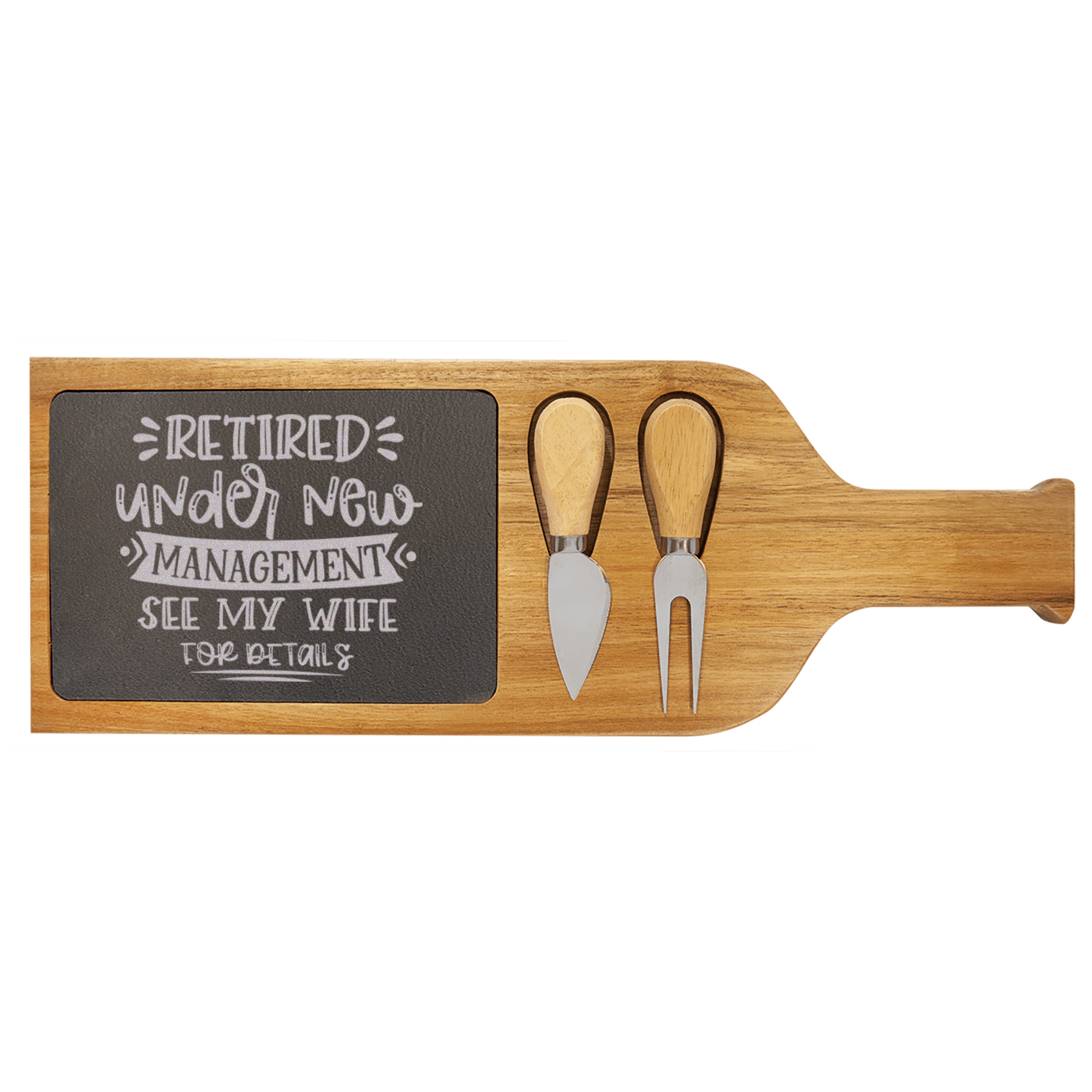 My  Wife Is My Only Boss Wood Slate Serving Tray With Handle