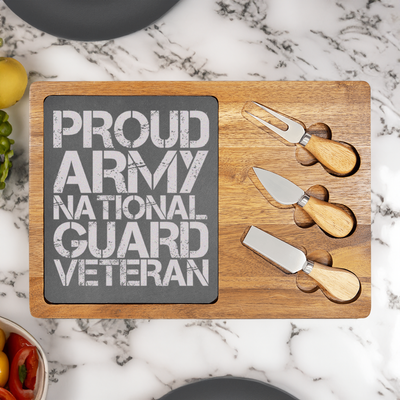 National Guard Veteran Wood Slate Serving Tray