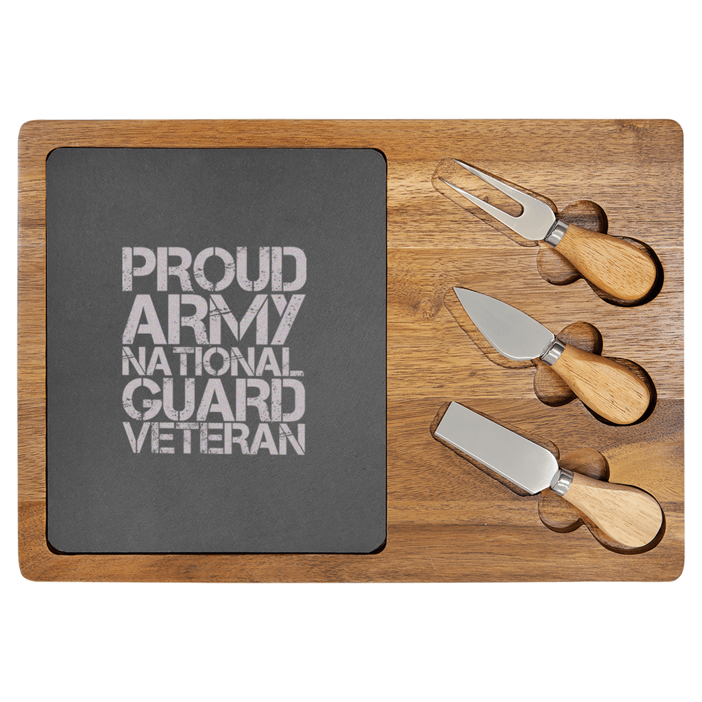 National Guard Veteran Wood Slate Serving Tray