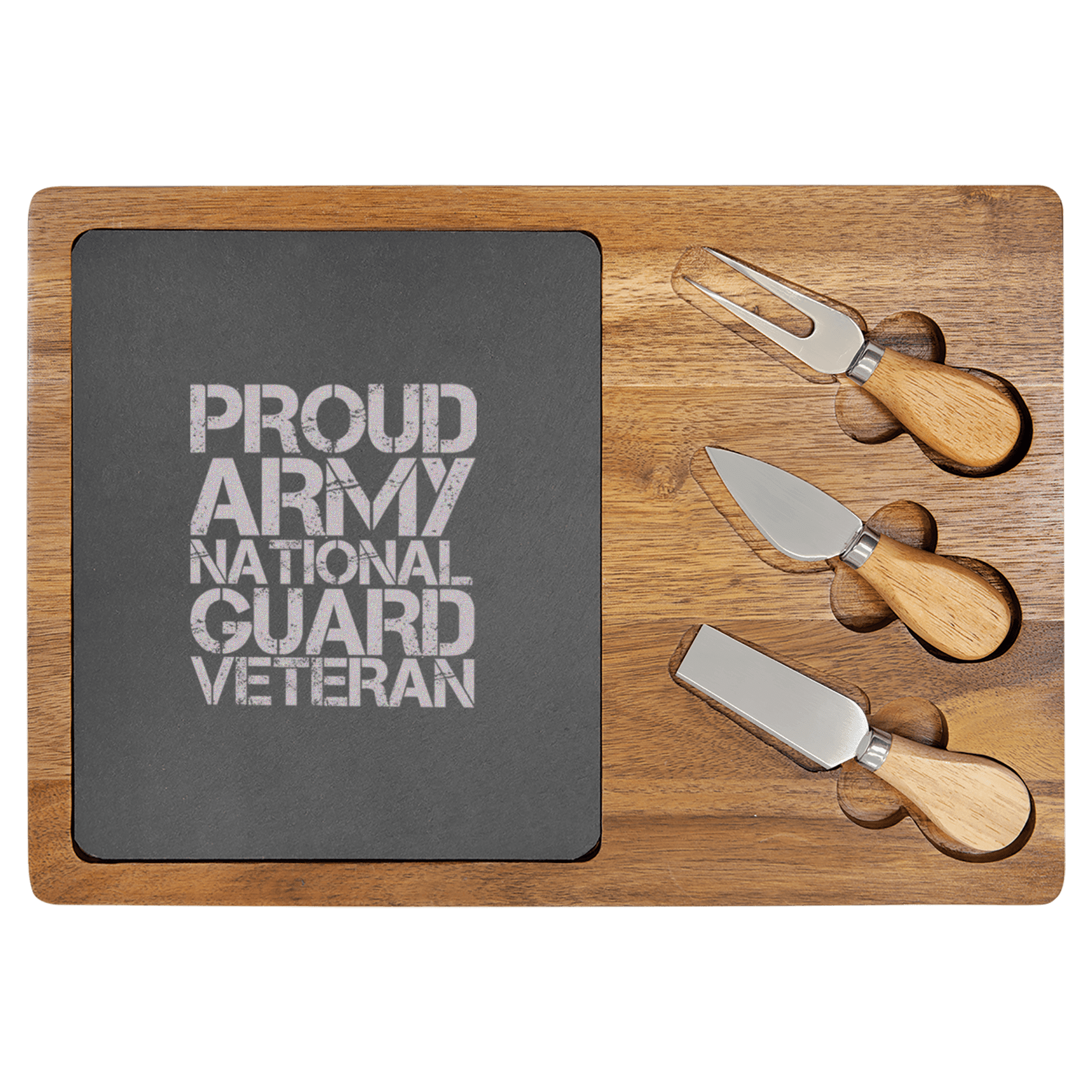 National Guard Veteran Wood Slate Serving Tray
