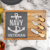 Navy Anchor Veteran Wood Slate Serving Tray