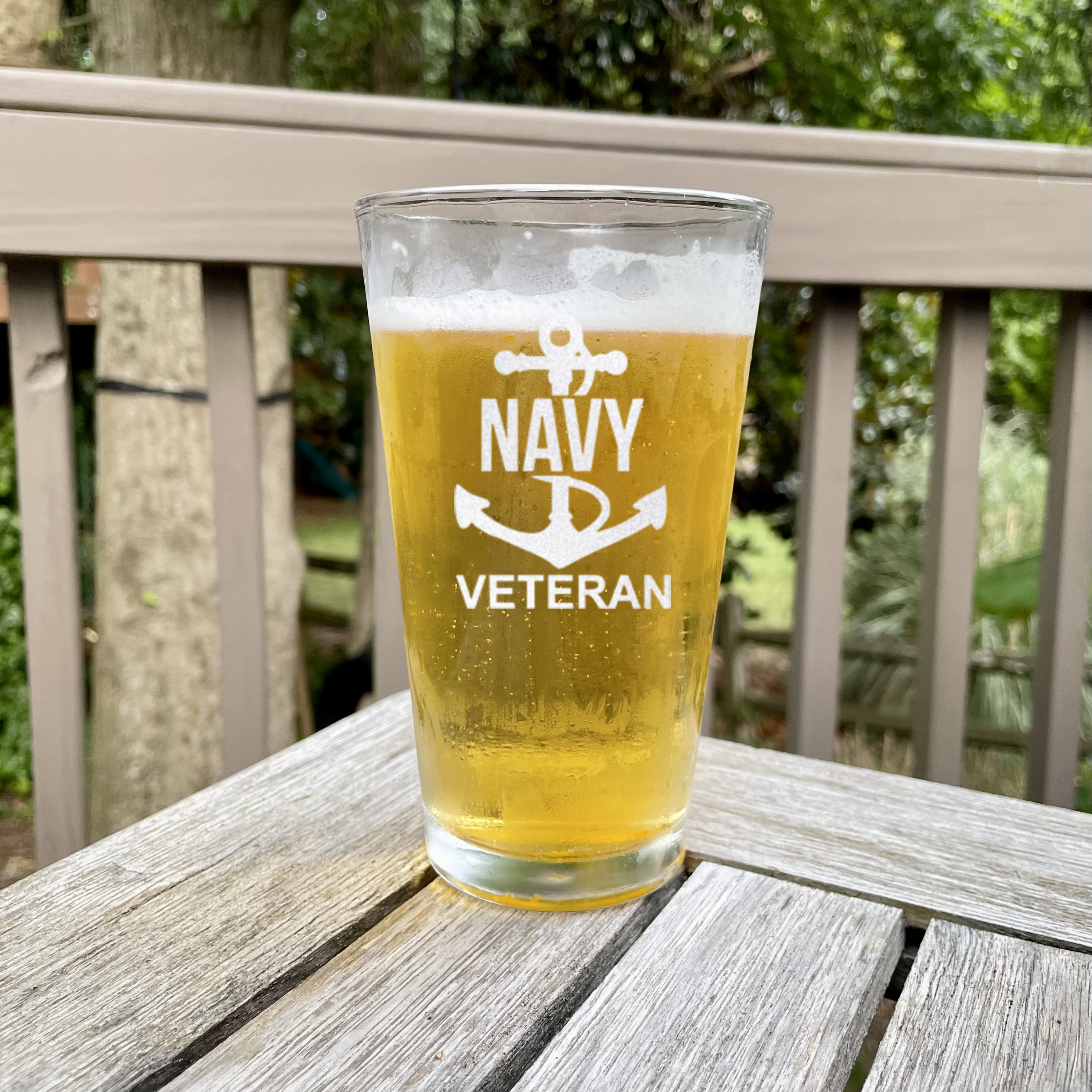 Navy Anchor Veteran Pint Glass