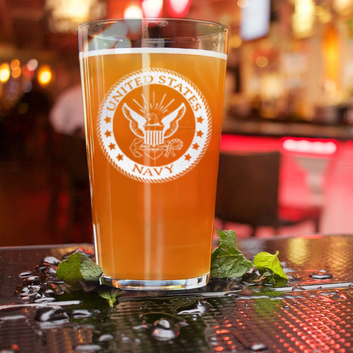 Navy Badge Pint Glass