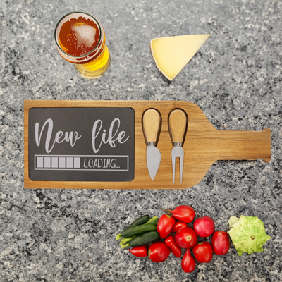 New Life Loading Wood Slate Serving Tray With Handle