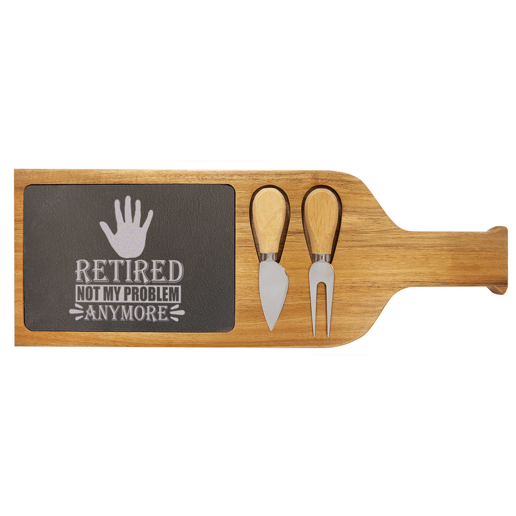 Not My Problem Im Retired Wood Slate Serving Tray With Handle