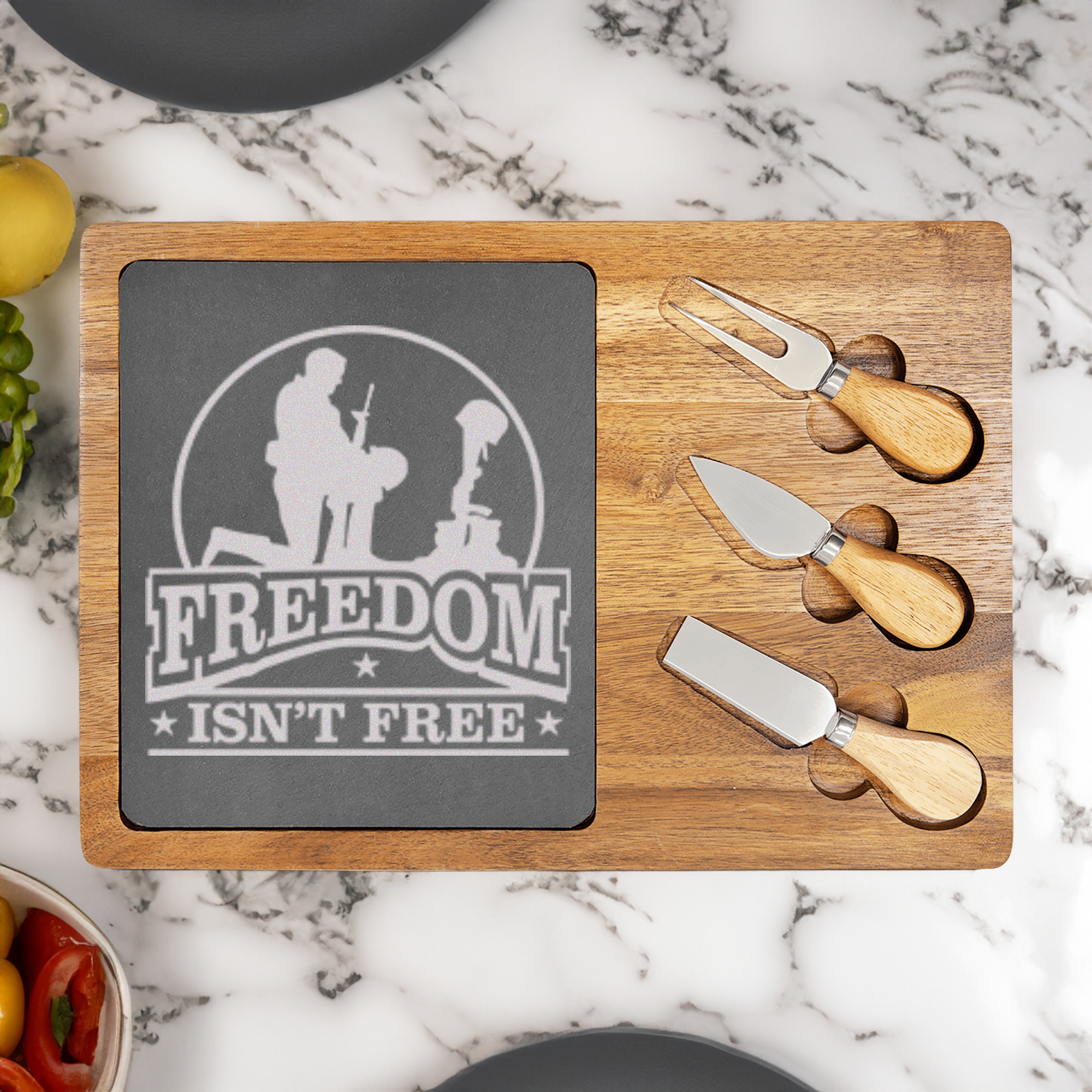 Not So Free Soldier Wood Slate Serving Tray