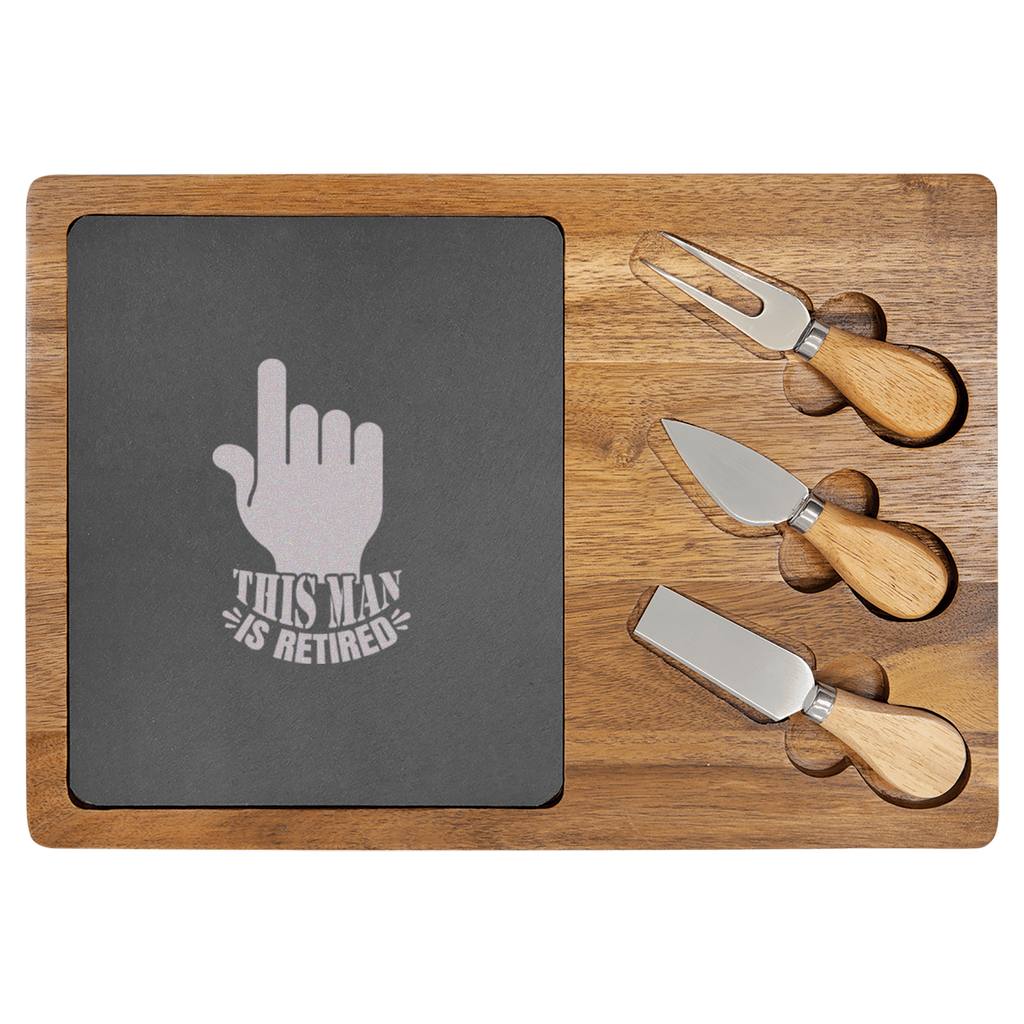 One Retired Guy Wood Slate Serving Tray