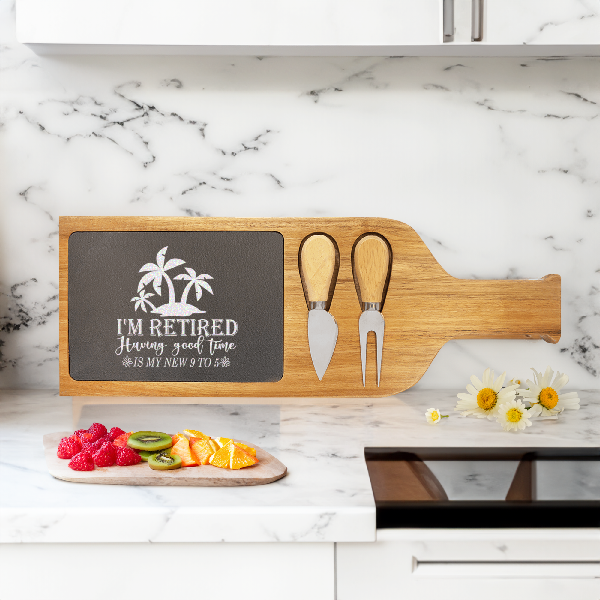 Only Looking For A Good Time Wood Slate Serving Tray With Handle