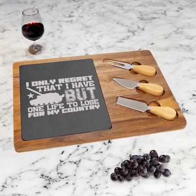Only One Life To Lose Wood Slate Serving Tray
