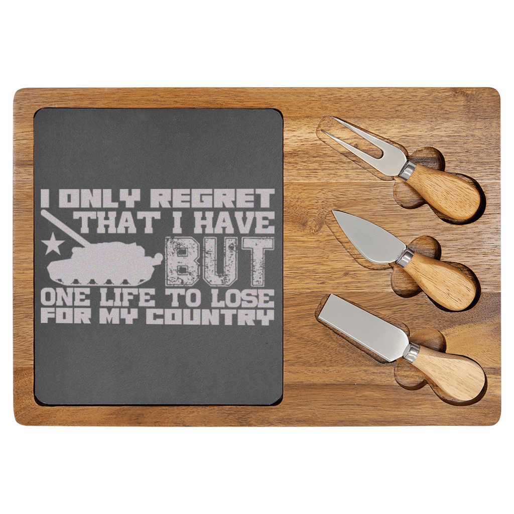 Only One Life To Lose Wood Slate Serving Tray