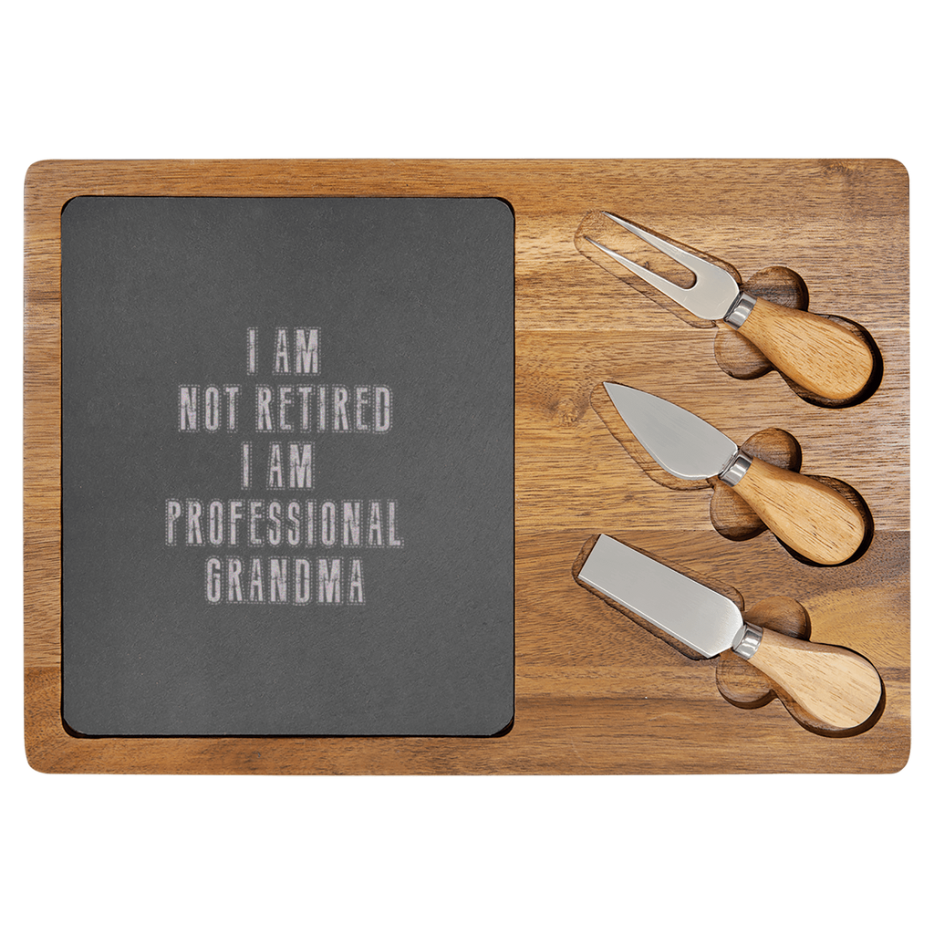 Professional Grandpa For Life Wood Slate Serving Tray