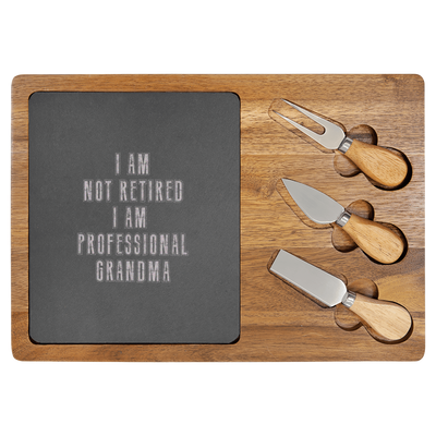 Professional Grandpa For Life Wood Slate Serving Tray