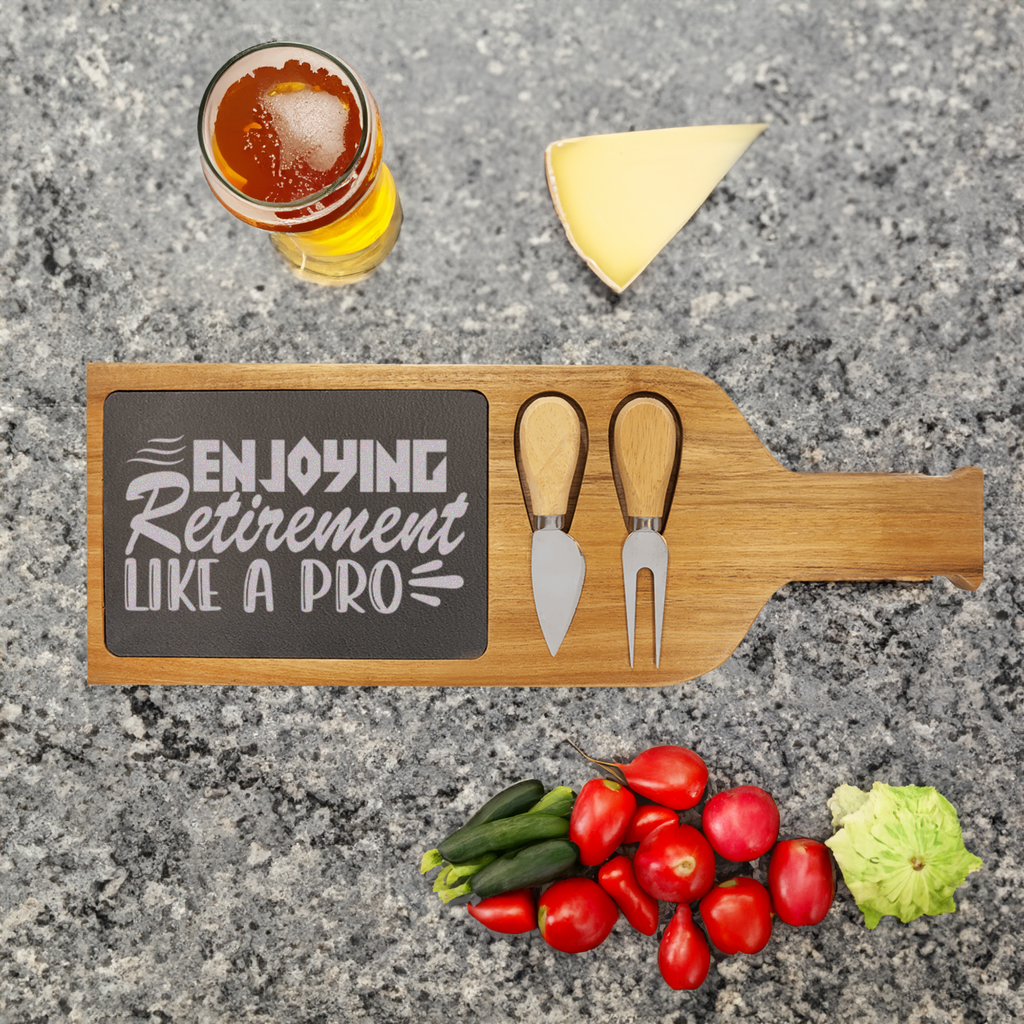 Professional Retiree Wood Slate Serving Tray With Handle
