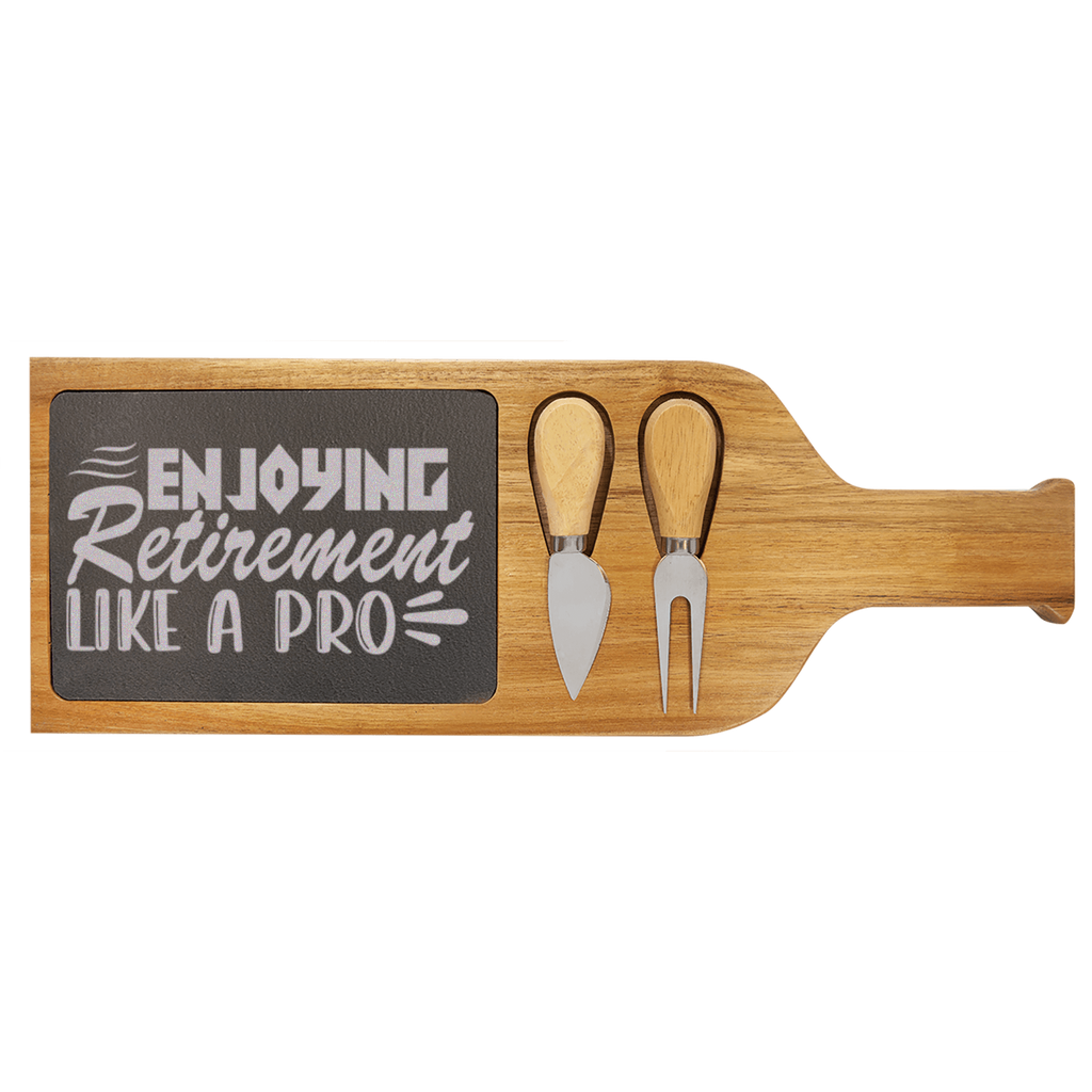Professional Retiree Wood Slate Serving Tray With Handle