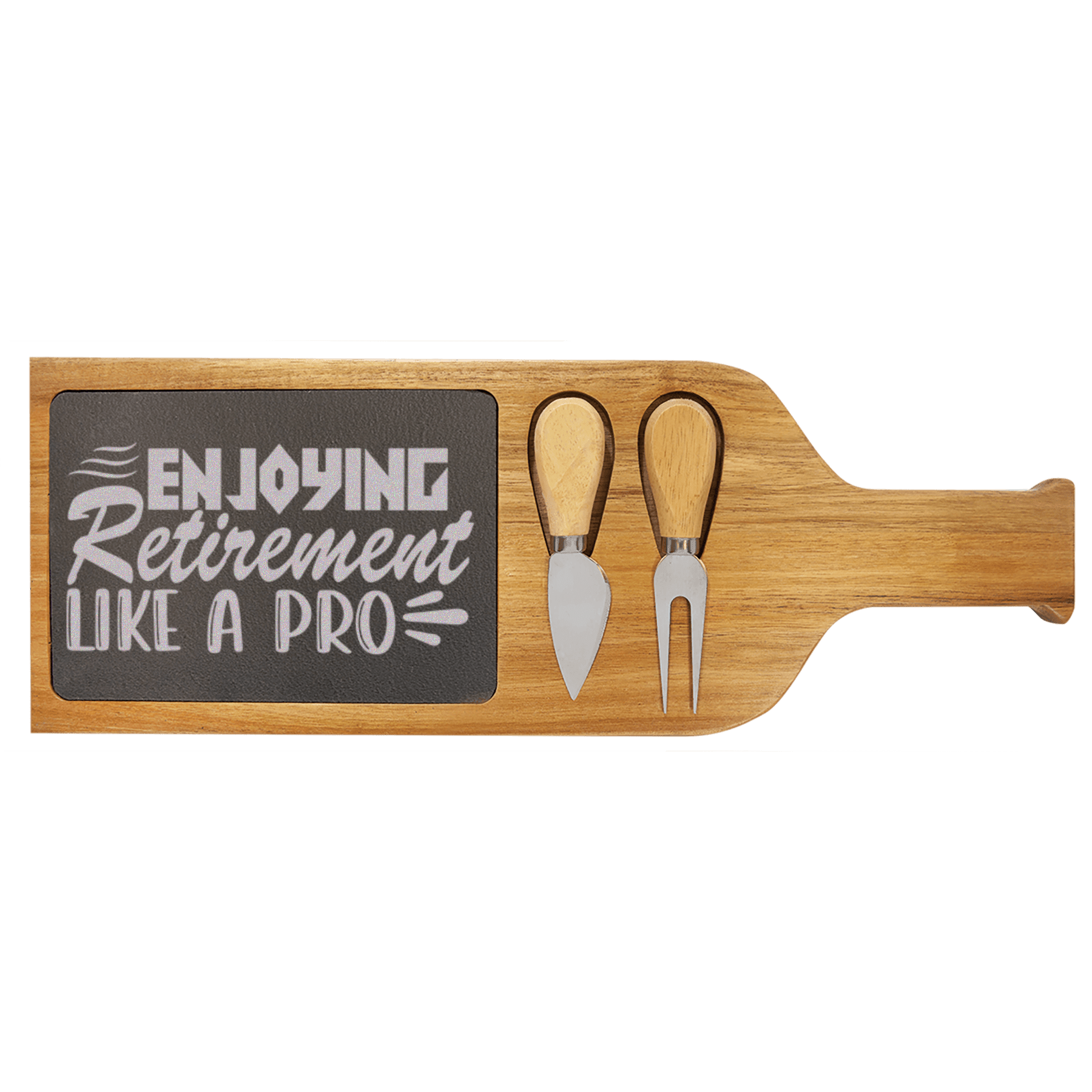 Professional Retiree Wood Slate Serving Tray With Handle