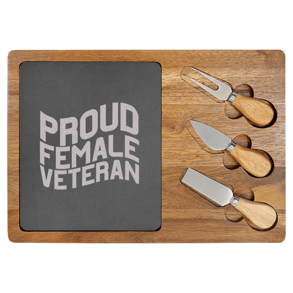 Proud Female Veteran Wood Slate Serving Tray