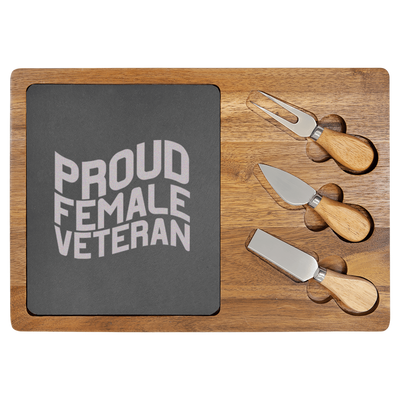 Proud Female Veteran Wood Slate Serving Tray