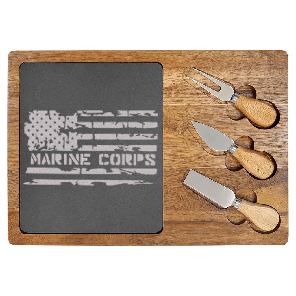 Proud Marine Corps Wood Slate Serving Tray