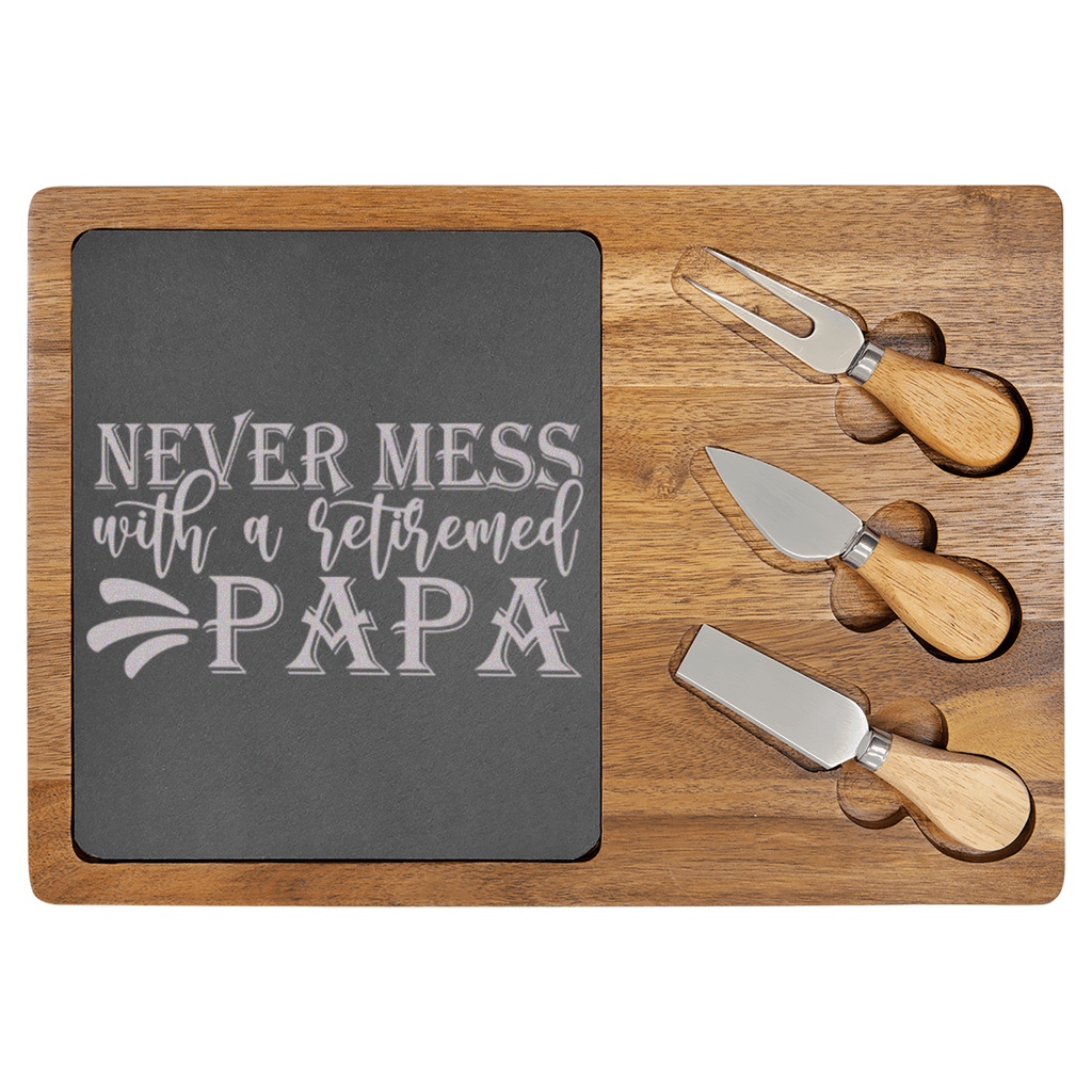 RetiredPapaOnDuty Wood Slate Serving Tray