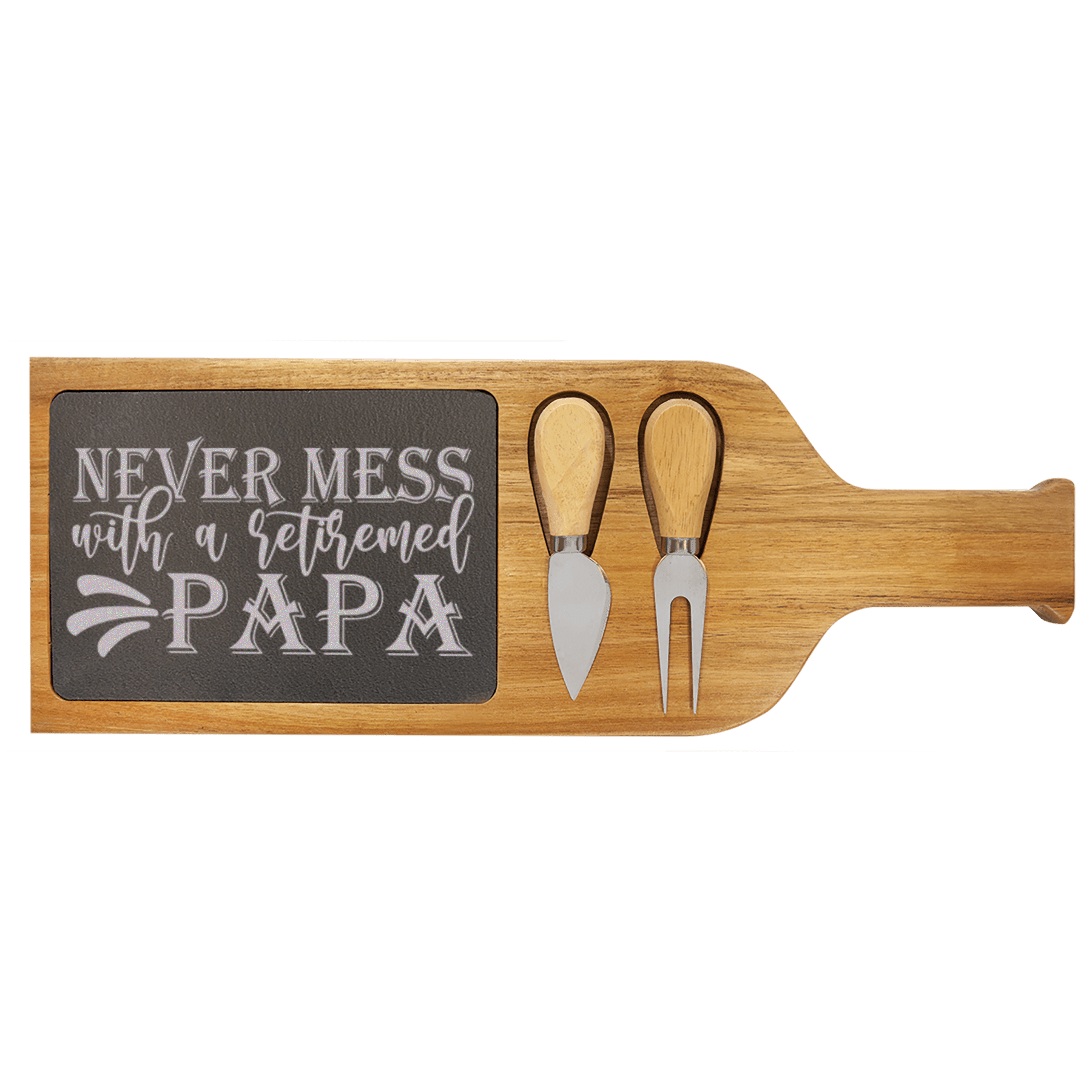 RetiredPapaOnDuty Wood Slate Serving Tray With Handle