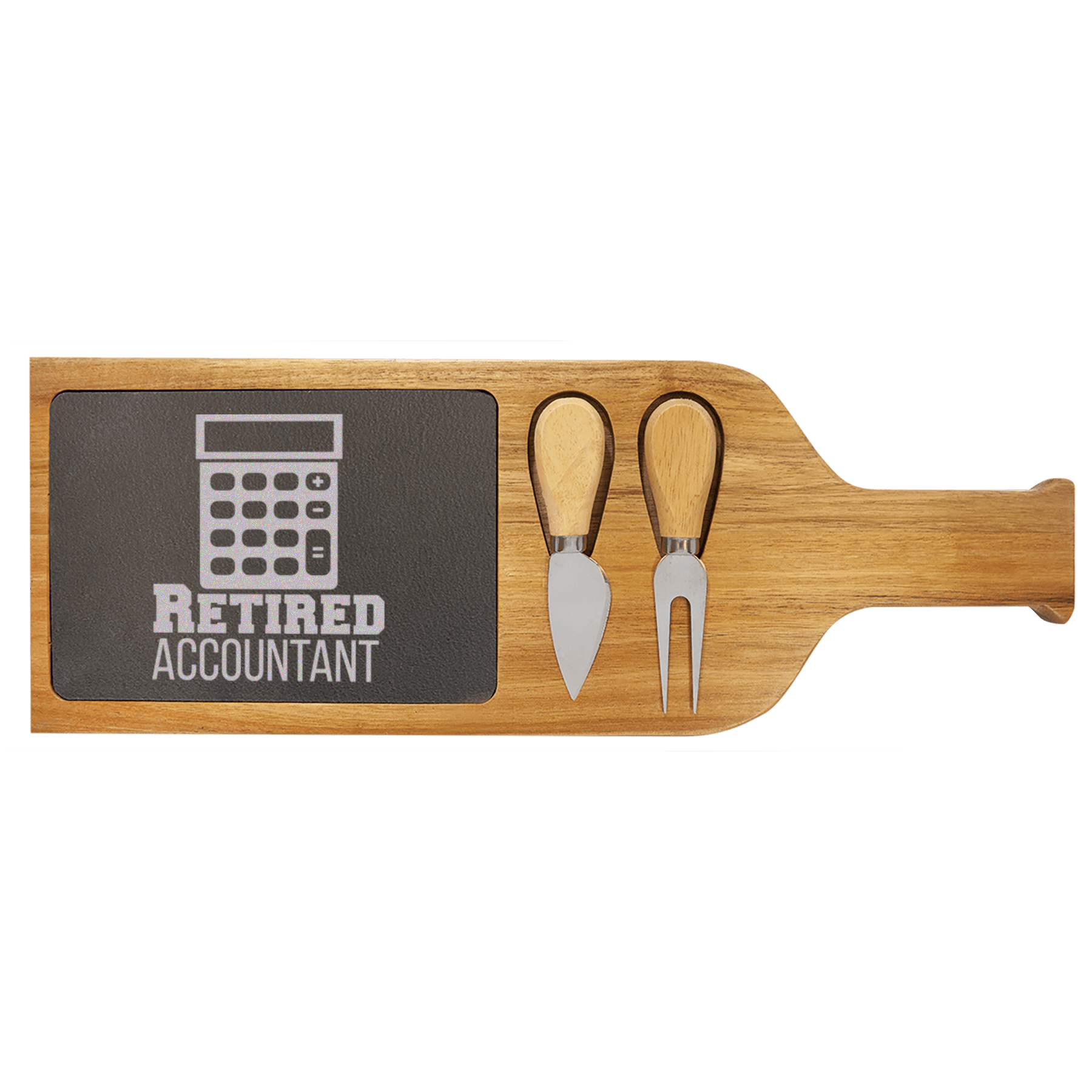 Retired Accountant Wood Slate Serving Tray With Handle