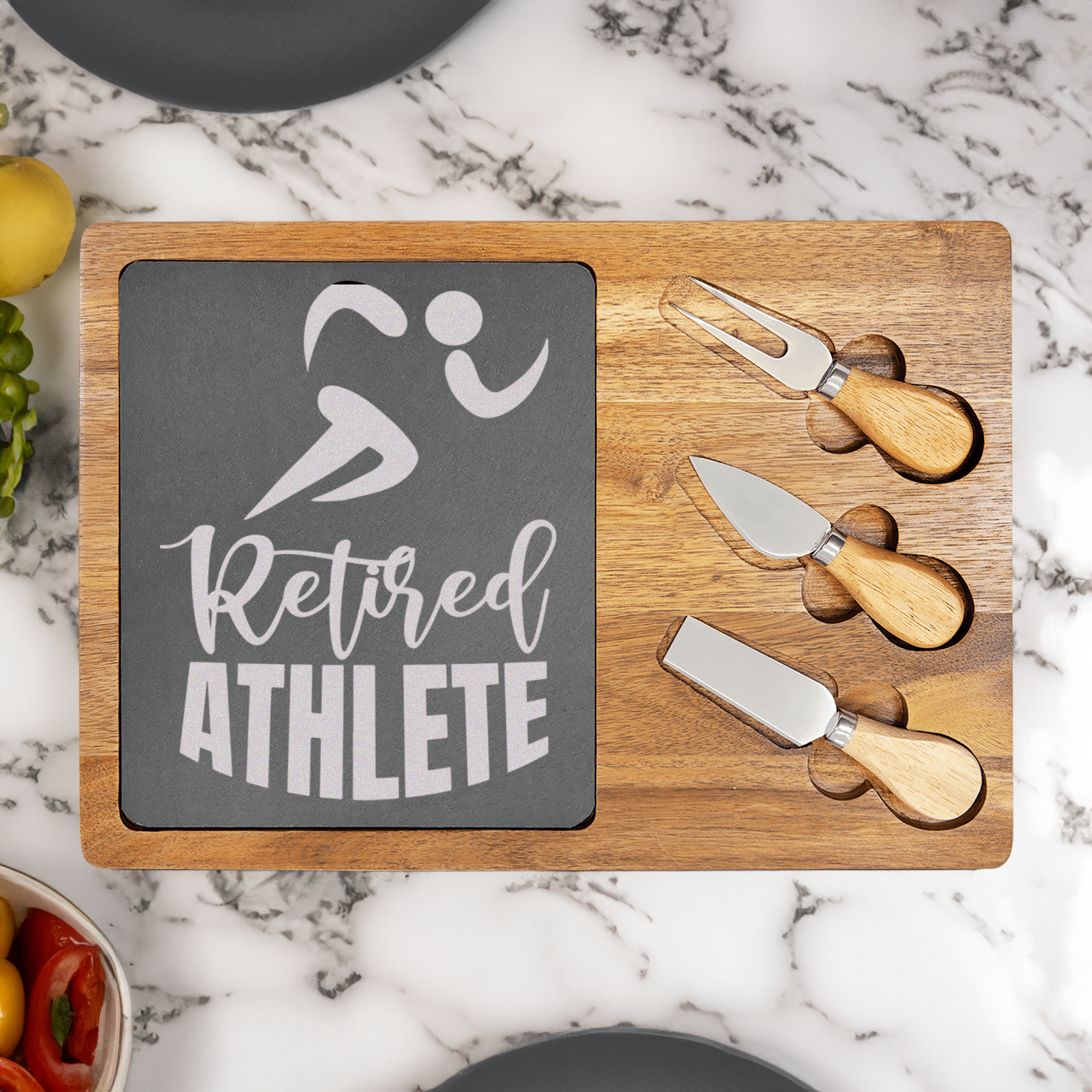Retired Athlete Wood Slate Serving Tray