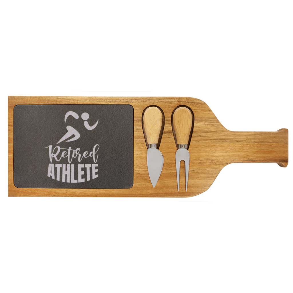 Retired Athlete Wood Slate Serving Tray With Handle