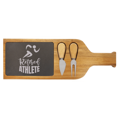 Retired Athlete Wood Slate Serving Tray With Handle