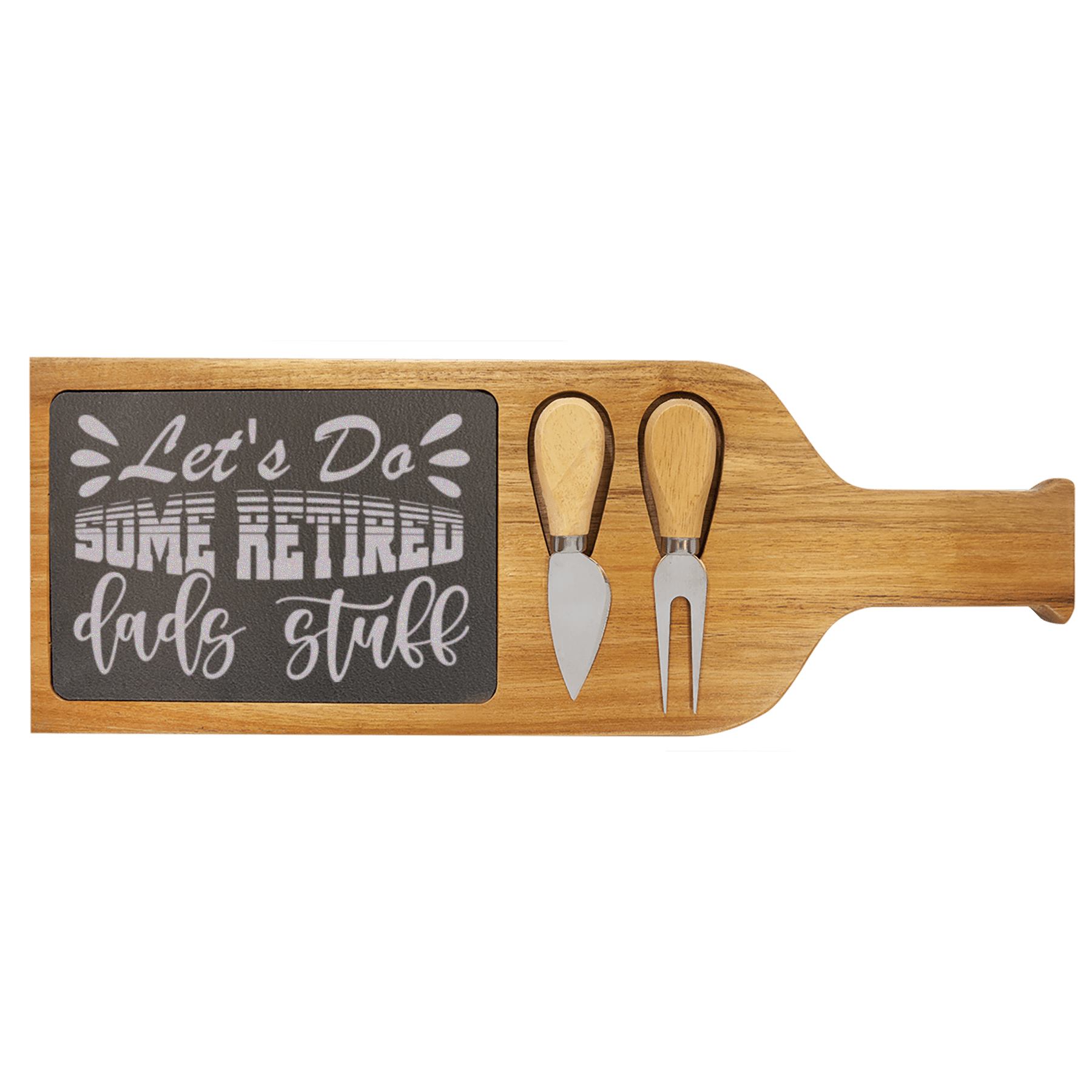 Retired Dads Unite Wood Slate Serving Tray With Handle