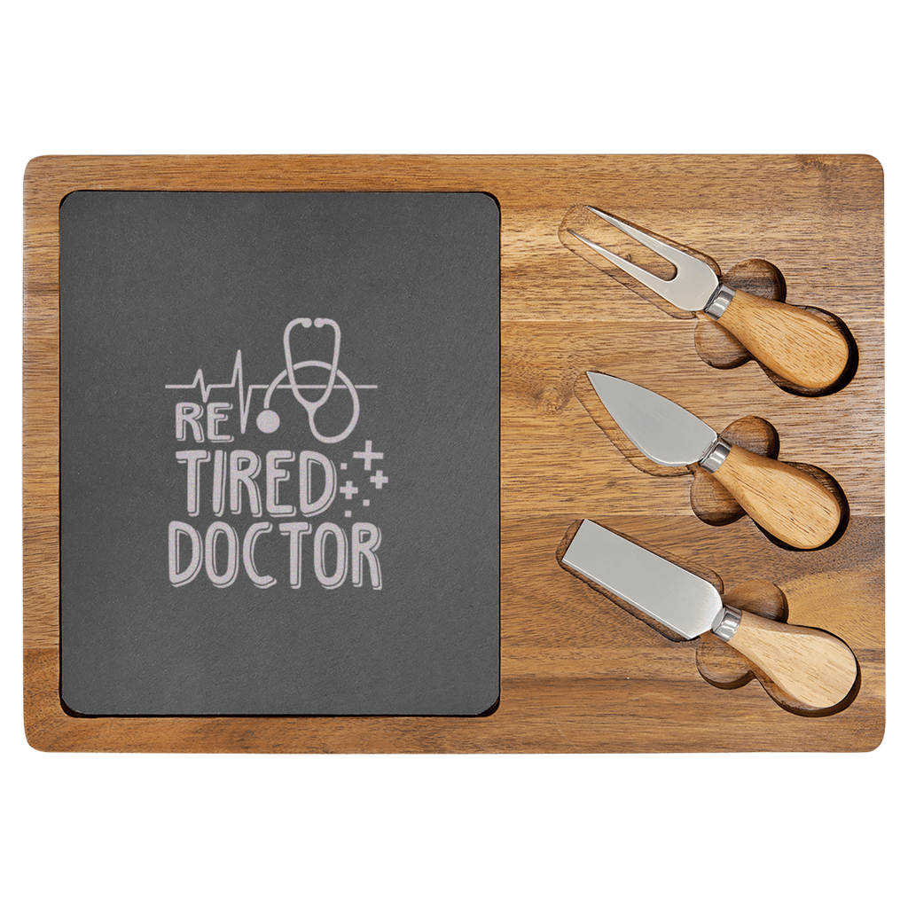 Retired Doctor Wood Slate Serving Tray