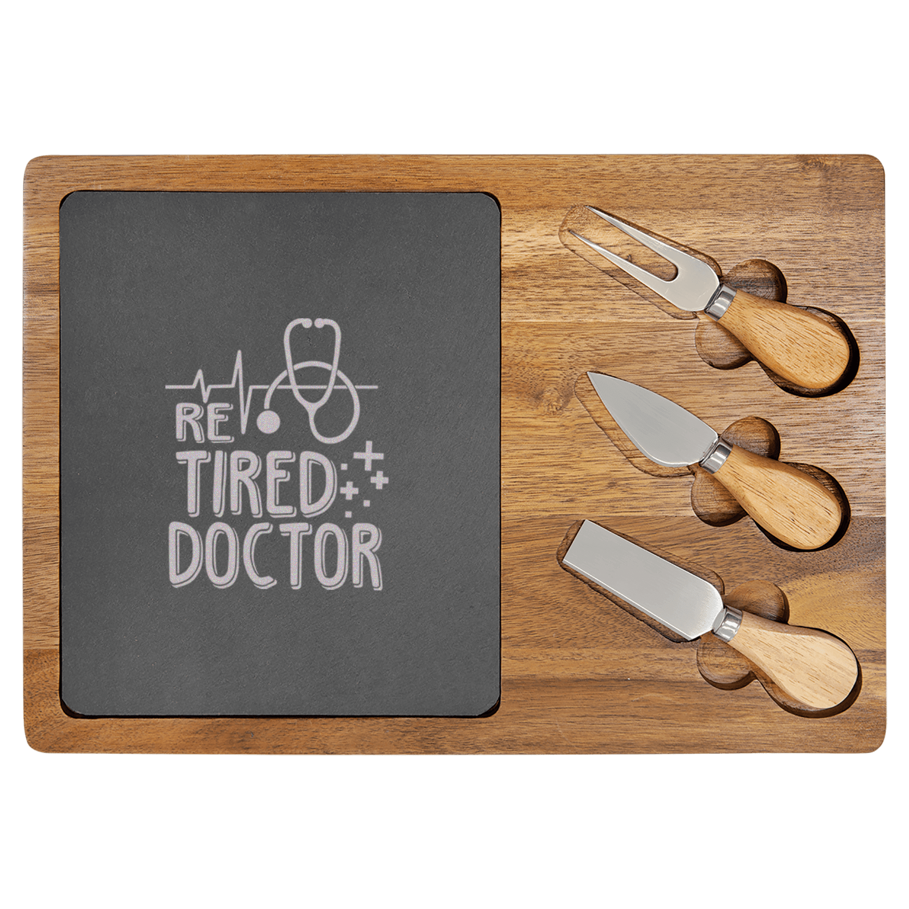 Retired Doctor Wood Slate Serving Tray