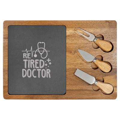 Retired Doctor Wood Slate Serving Tray