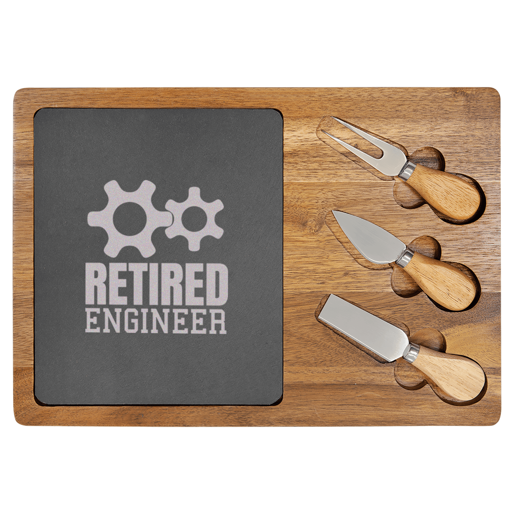 Retired Engineer Wood Slate Serving Tray