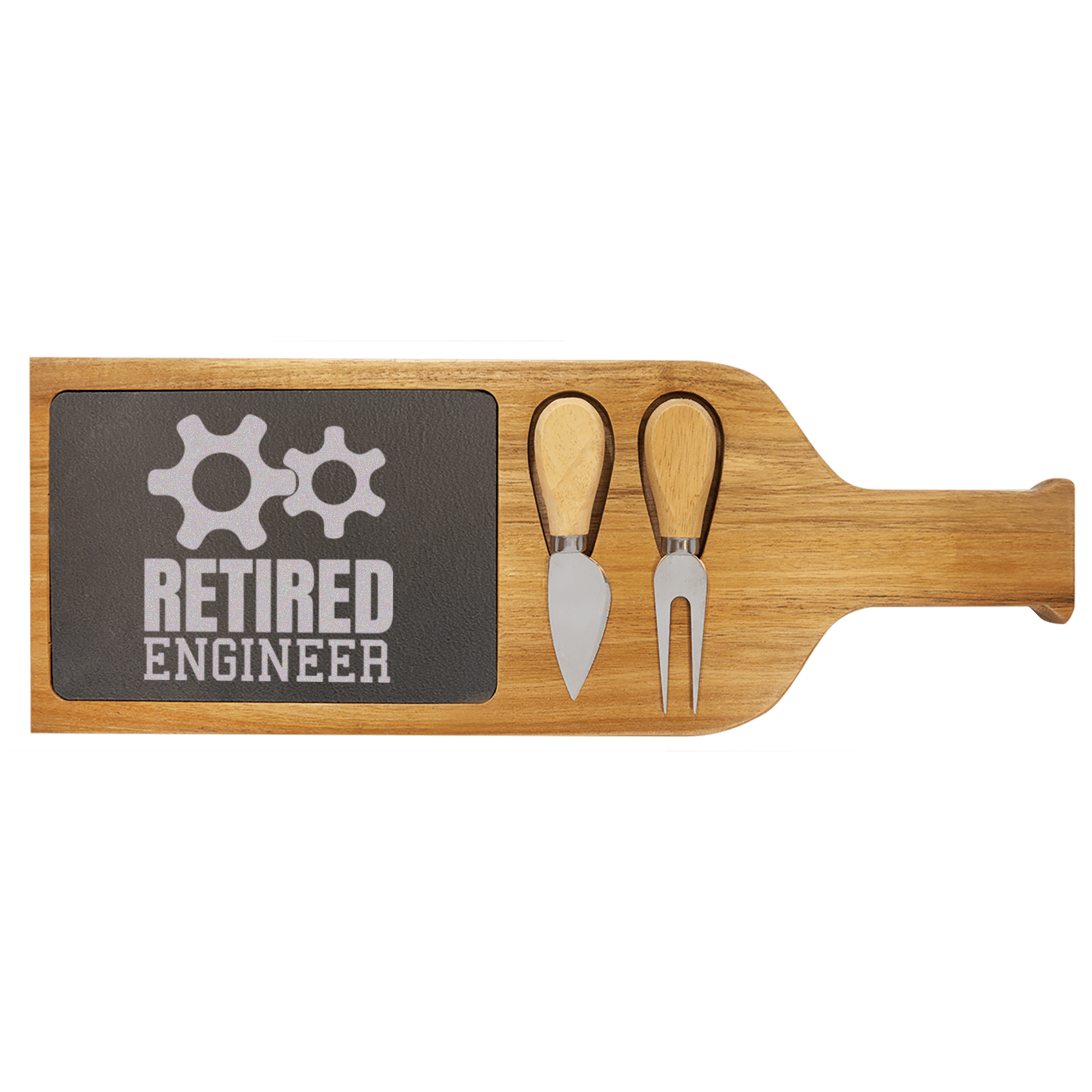 Retired Engineer Wood Slate Serving Tray With Handle