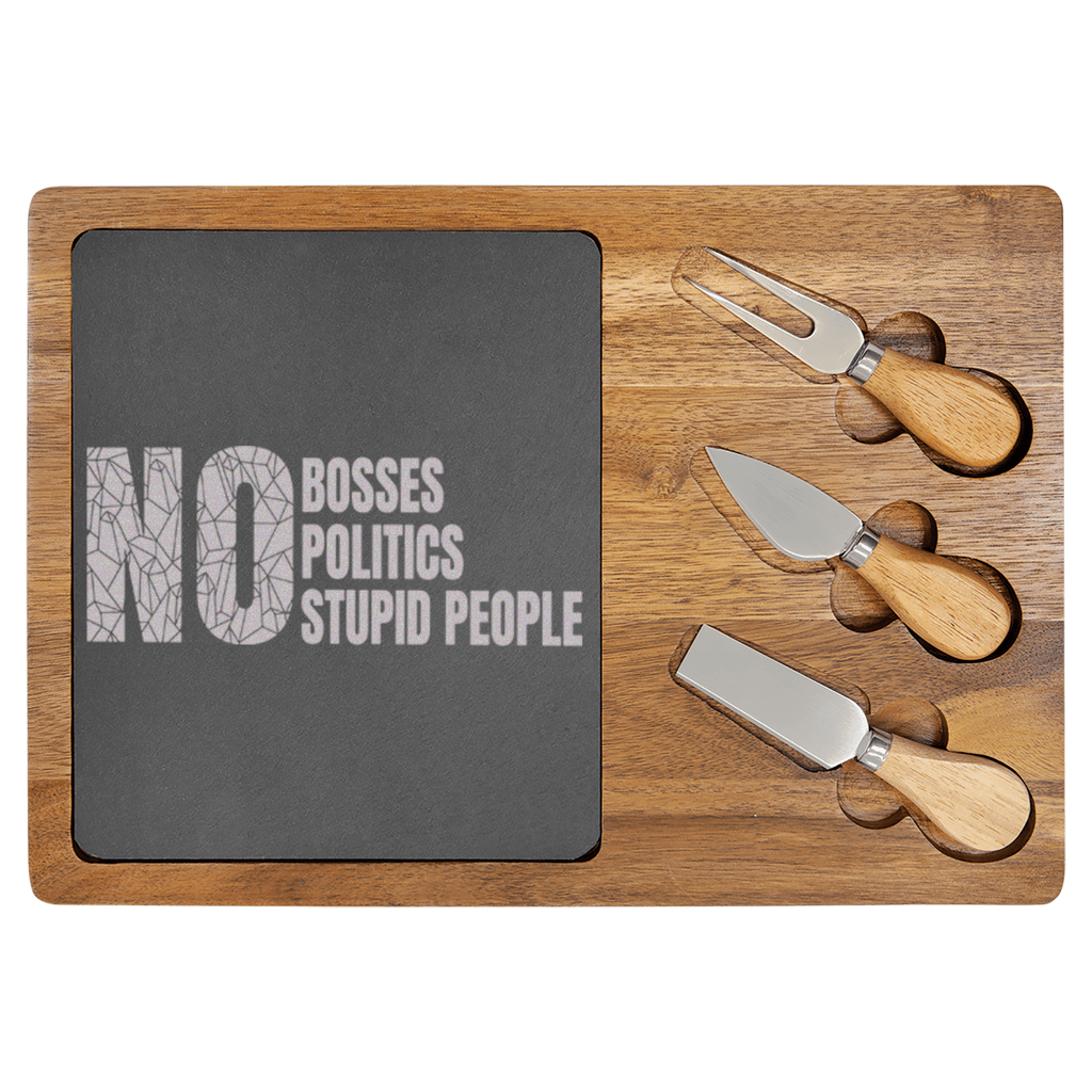 Retired From Stupidity Wood Slate Serving Tray