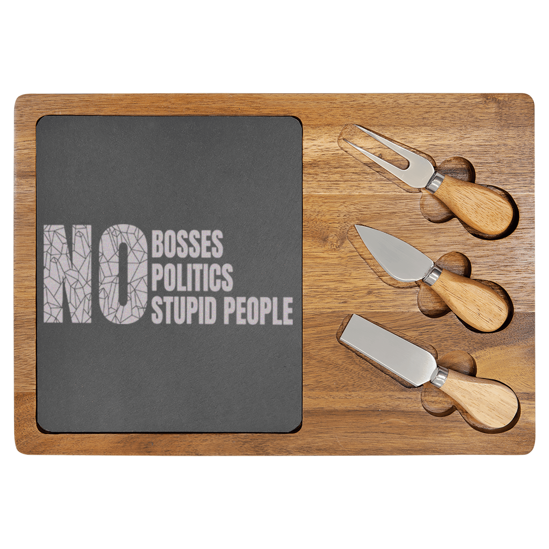 Retired From Stupidity Wood Slate Serving Tray