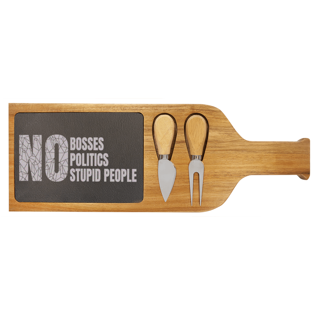 Retired From Stupidity Wood Slate Serving Tray With Handle
