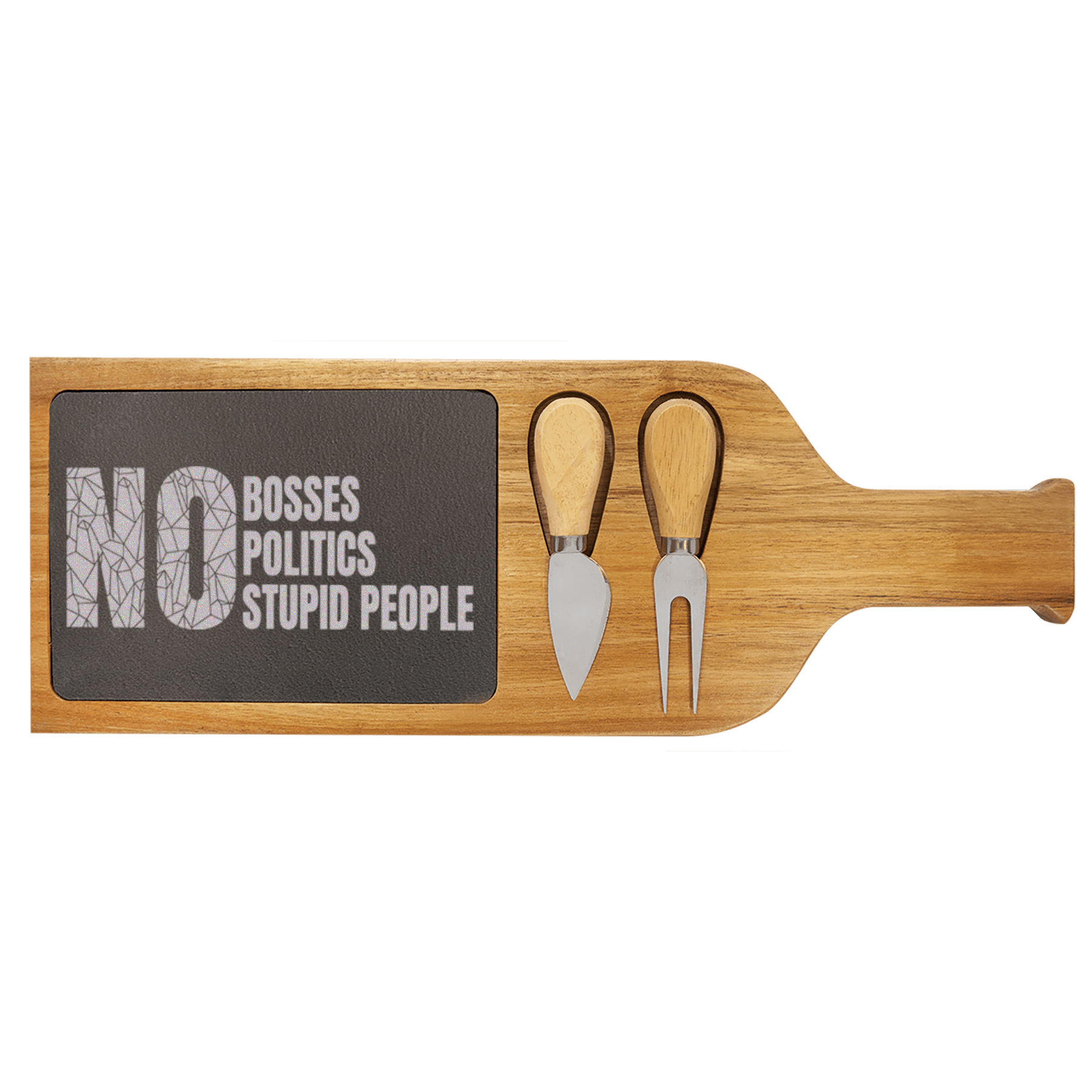 Retired From Stupidity Wood Slate Serving Tray With Handle