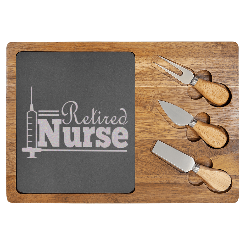 Retired Nurse Wood Slate Serving Tray
