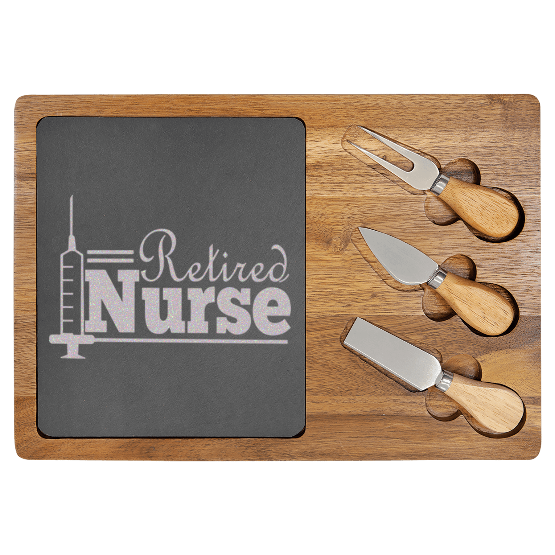 Retired Nurse Wood Slate Serving Tray