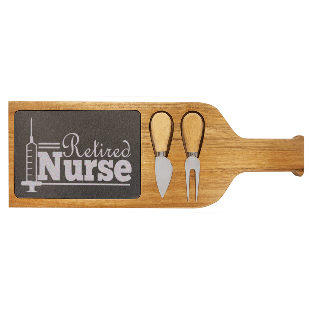 Retired Nurse Wood Slate Serving Tray With Handle